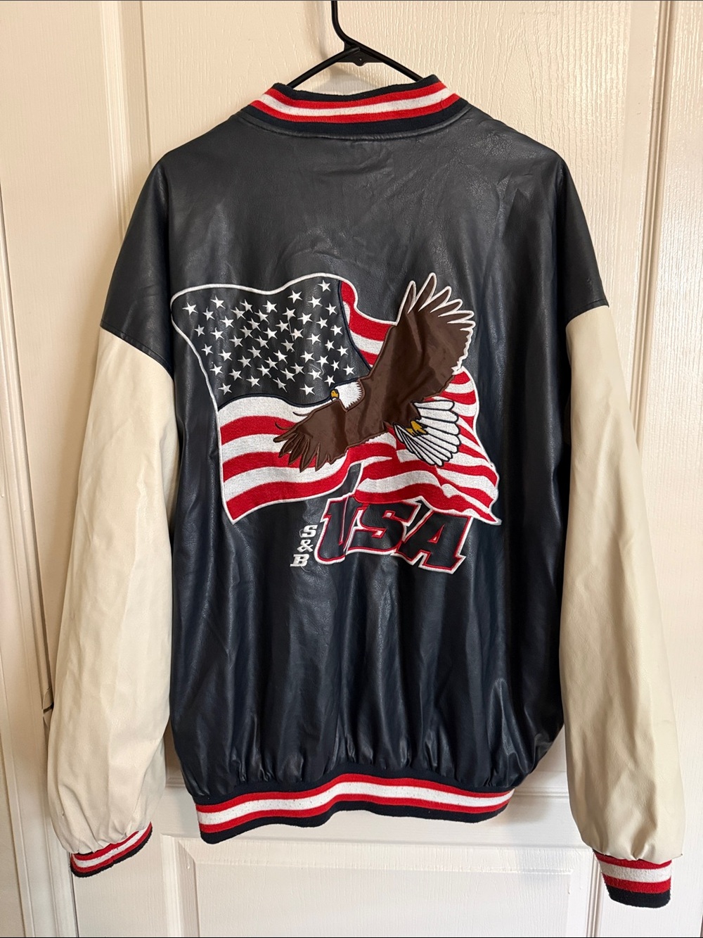 Steve & Barry's Navy Bomber Jacket with USA Eagle Embroidery Men’s XXL